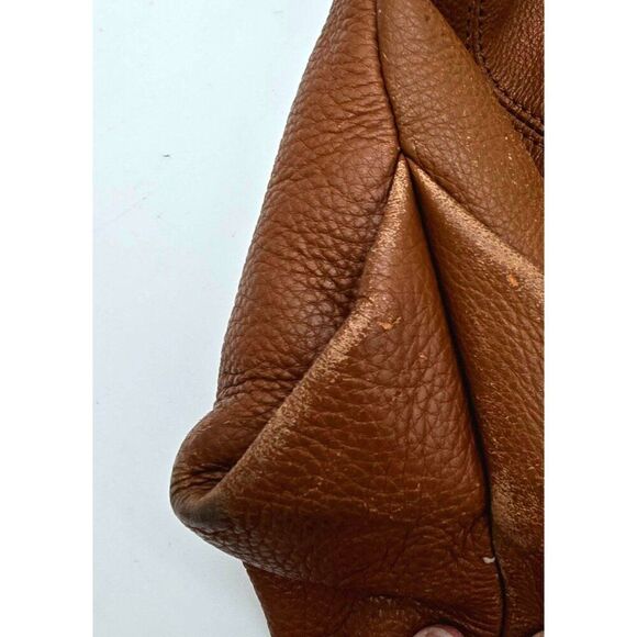 Michael Kors Brown Leather Hobo Bag With Front Buckle Pocket & Dual Handles - Picture 6 of 9
